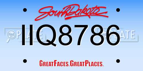 IIQ8786 South Dakota License Plate