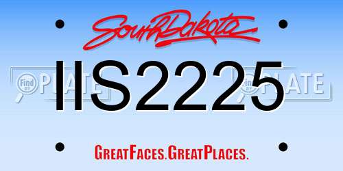 IIS2225 South Dakota License Plate
