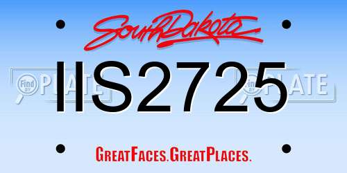 IIS2725 South Dakota License Plate