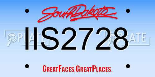 IIS2728 South Dakota License Plate
