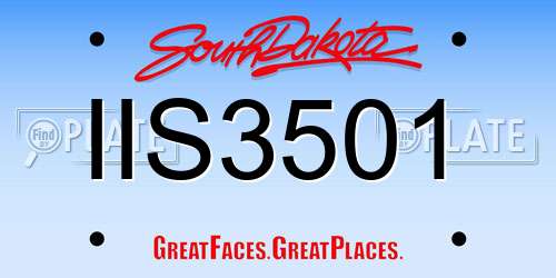 IIS3501 South Dakota License Plate