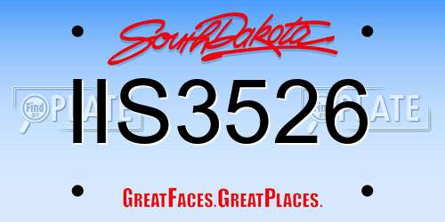 IIS3526 South Dakota License Plate