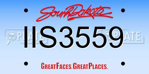 IIS3559 South Dakota License Plate