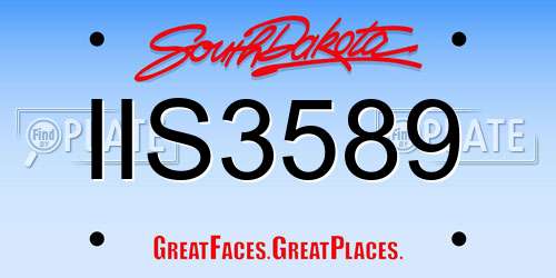 IIS3589 South Dakota License Plate