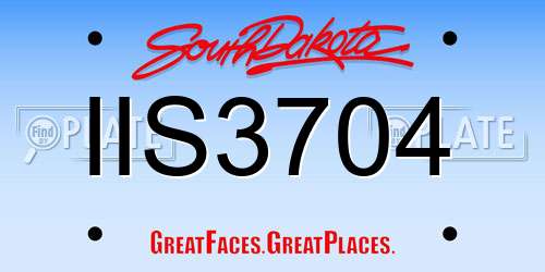 IIS3704 South Dakota License Plate