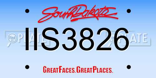 IIS3826 South Dakota License Plate