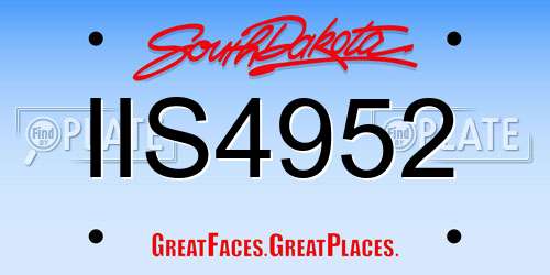IIS4952 South Dakota License Plate