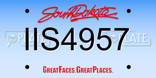 IIS4957 South Dakota License Plate