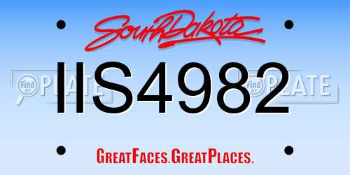 IIS4982 South Dakota License Plate