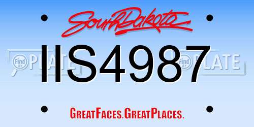 IIS4987 South Dakota License Plate
