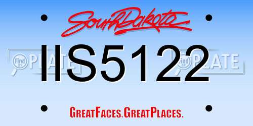 IIS5122 South Dakota License Plate