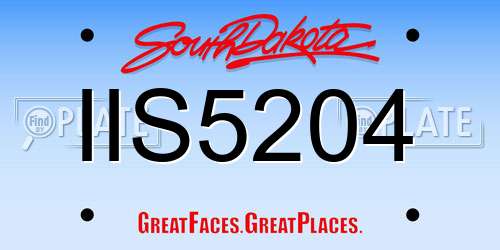 IIS5204 South Dakota License Plate
