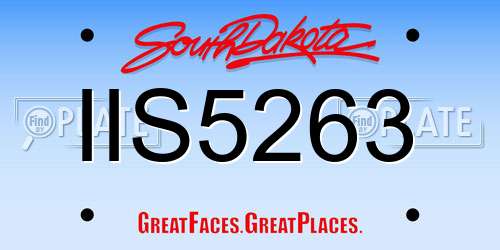 IIS5263 South Dakota License Plate