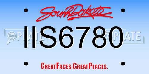 IIS6780 South Dakota License Plate
