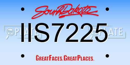 IIS7225 South Dakota License Plate