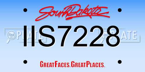 IIS7228 South Dakota License Plate