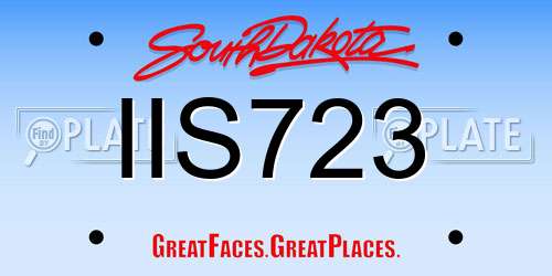 IIS723 South Dakota License Plate