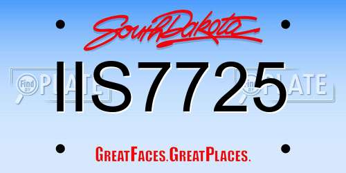 IIS7725 South Dakota License Plate