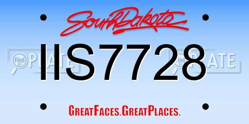 IIS7728 South Dakota License Plate