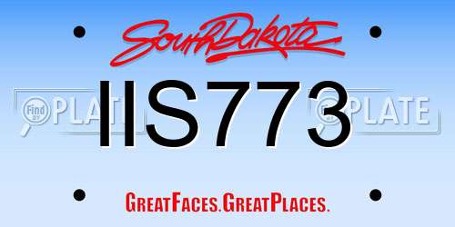 IIS773 South Dakota License Plate