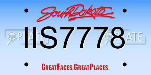 IIS7778 South Dakota License Plate