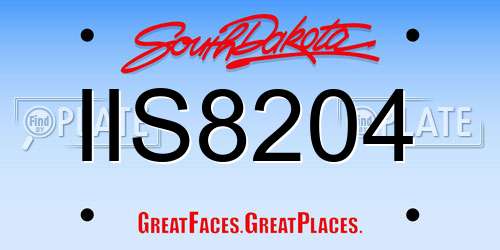 IIS8204 South Dakota License Plate