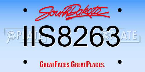 IIS8263 South Dakota License Plate