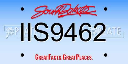 IIS9462 South Dakota License Plate