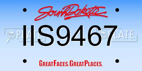 IIS9467 South Dakota License Plate