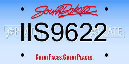 IIS9622 South Dakota License Plate