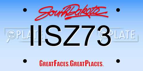 IISZ73 South Dakota License Plate