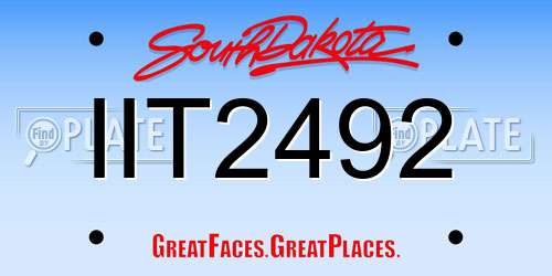 IIT2492 South Dakota License Plate