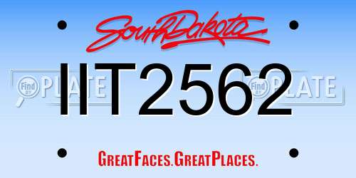 IIT2562 South Dakota License Plate