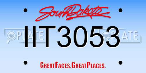 IIT3053 South Dakota License Plate
