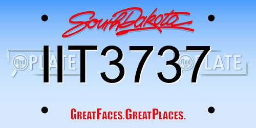 IIT3737 South Dakota License Plate