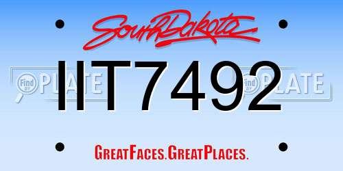 IIT7492 South Dakota License Plate