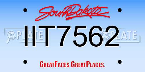 IIT7562 South Dakota License Plate
