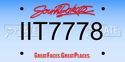 IIT7778 South Dakota License Plate