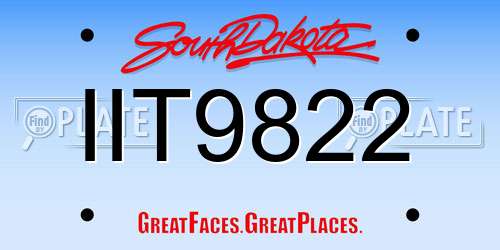 IIT9822 South Dakota License Plate