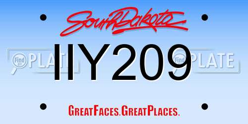 IIY209 South Dakota License Plate