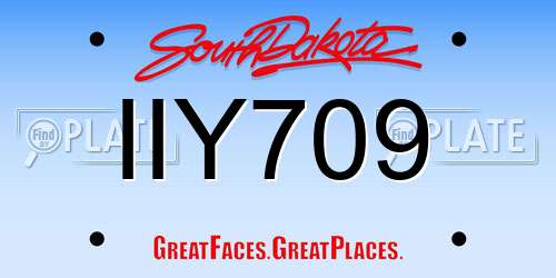 IIY709 South Dakota License Plate