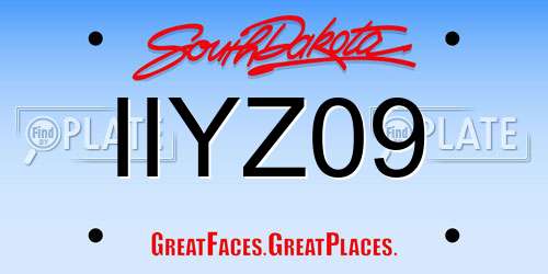 IIYZ09 South Dakota License Plate
