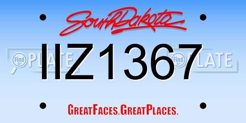 IIZ1367 South Dakota License Plate