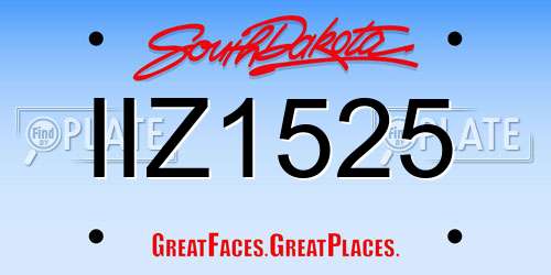 IIZ1525 South Dakota License Plate