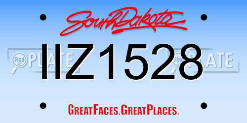 IIZ1528 South Dakota License Plate