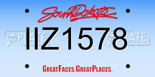 IIZ1578 South Dakota License Plate