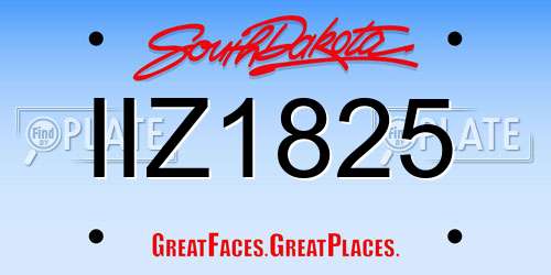 IIZ1825 South Dakota License Plate