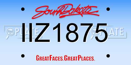 IIZ1875 South Dakota License Plate