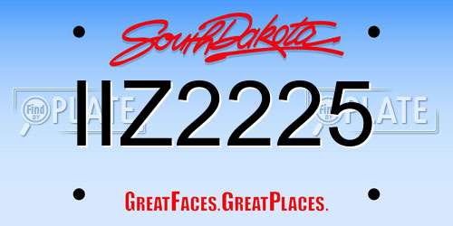 IIZ2225 South Dakota License Plate