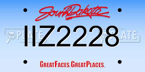 IIZ2228 South Dakota License Plate